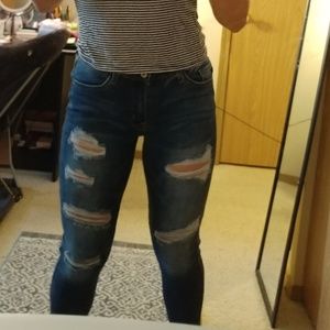 Kan Can Distressed Skinny Jeans Dark Wash